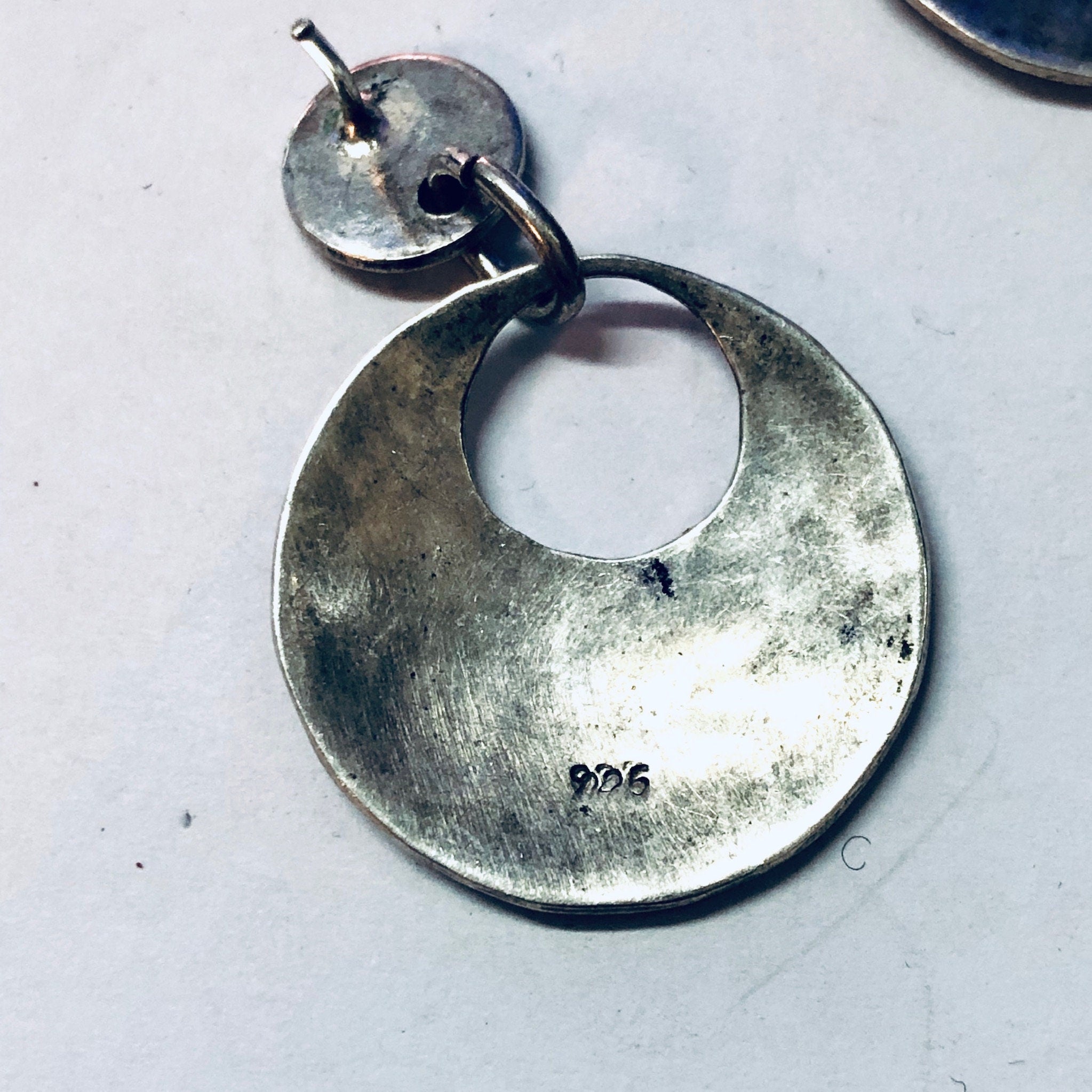 Vintage Earrings, Silver Earrings, Hammered Silver, Hammered Earrings, Pierced Ears, Dangle Earrings, Vintage Jewelry, Unique Earrings, 925