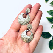 Vintage Earrings, Silver Earrings, Hammered Silver, Hammered Earrings, Pierced Ears, Dangle Earrings, Vintage Jewelry, Unique Earrings, 925