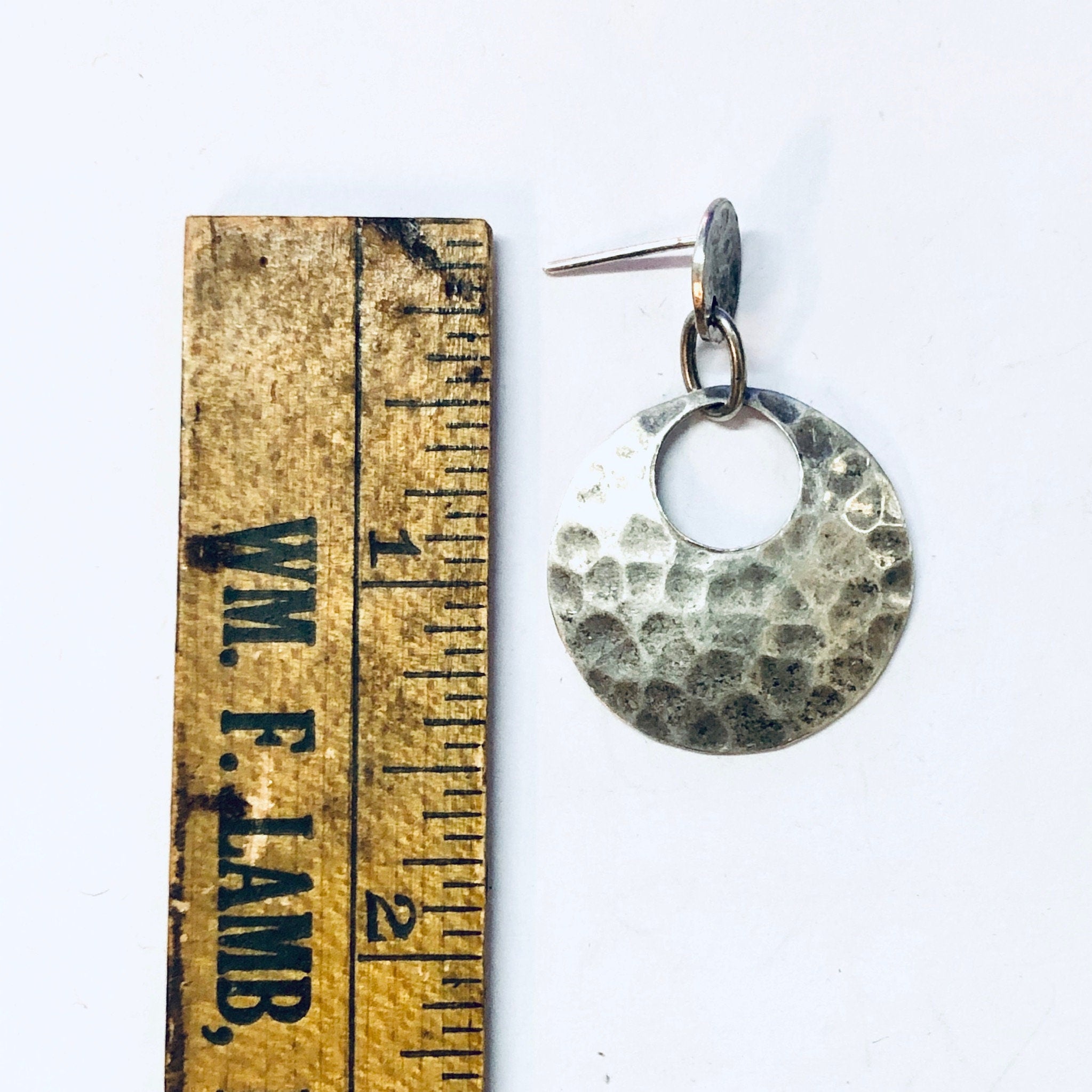 Vintage Earrings, Silver Earrings, Hammered Silver, Hammered Earrings, Pierced Ears, Dangle Earrings, Vintage Jewelry, Unique Earrings, 925