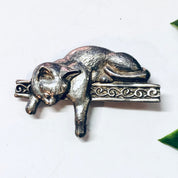 Vintage Brooch, Silver Brooch, Cat Brooch, Cat Pin, Cat Jewelry, Kitty Cat Pin, Cat Lover Gift, Vintage Jewelry, Animal Jewelry, Animal Pin