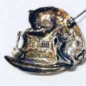 Vintage Brooch, Silver Brooch, Cat Brooch, Cat Pin, Vintage Pin, Cat Jewelry, Animal Jewelry, Teacup Cat Pin, Cat in Cup, Vintage Jewelry,