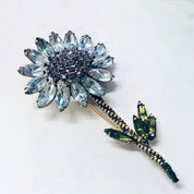 Vintage Brooch, Weiss Brooch, Rhinestone Jewelry, Flower Pin, Large Pin, Daisy Brooch, Vintage Jewelry, Weiss Jewelry, Costume Jewelry, Blue