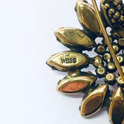 Vintage Brooch, Weiss Brooch, Rhinestone Jewelry, Flower Pin, Large Pin, Daisy Brooch, Vintage Jewelry, Weiss Jewelry, Costume Jewelry, Blue