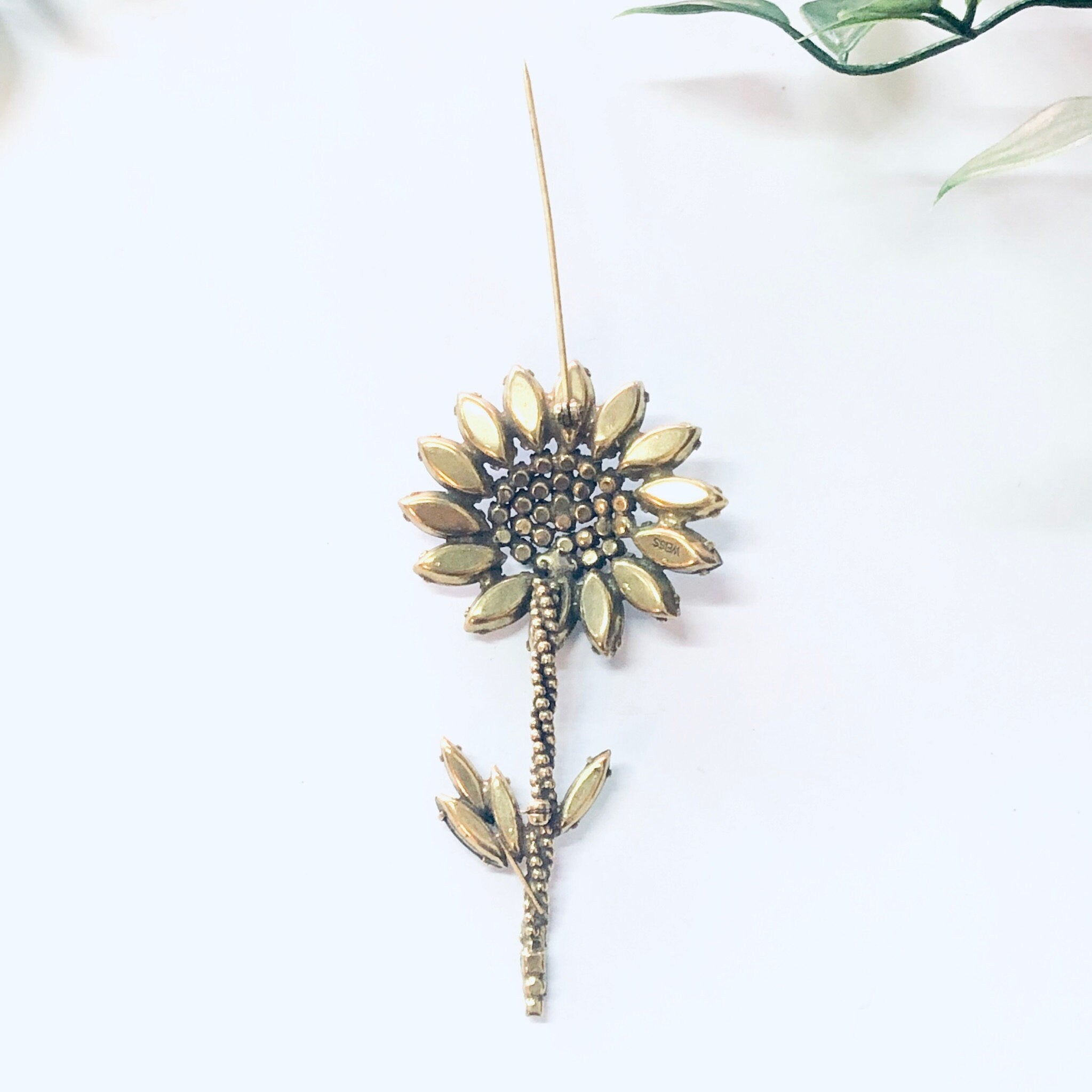 Vintage Brooch, Weiss Brooch, Rhinestone Jewelry, Flower Pin, Large Pin, Daisy Brooch, Vintage Jewelry, Weiss Jewelry, Costume Jewelry, Blue