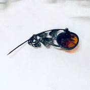 Vintage Pin, Silver Pin, Amber Jewelry, Amber Brooch, Leaf Pin, Amber Gemstone, Vintage Brooch, Vintage Jewelry, Unique Pin, Orange Amber