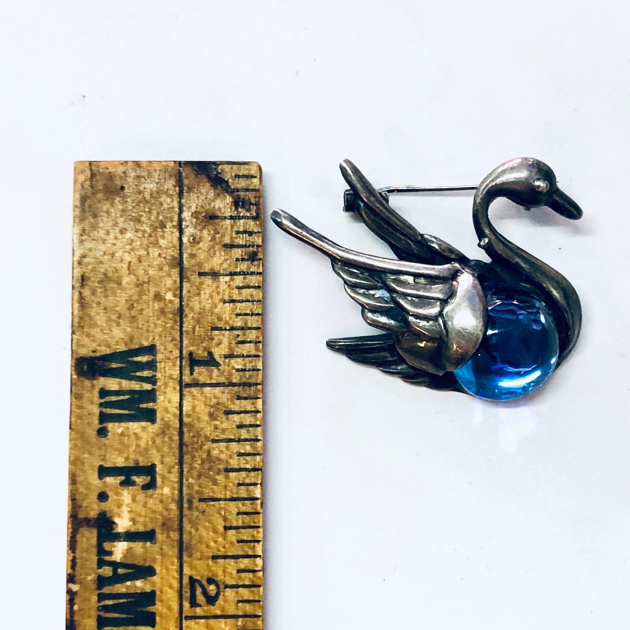 Vintage Pin, Silver Brooch, Vintage Brooch, Vintage jewelry, Bird Jewelry, Swan Pin, Blue Stone, Silver and Blue, Bird Brooch, Duck Pin, 925