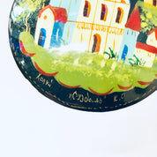 Vintage Brooch, Russian Lacquer Pin, Hand Painted Brooch, Vintage Pin, Religious Jewelry, Black Pin, Church Pin, Colorful Jewelry, Blue Pin