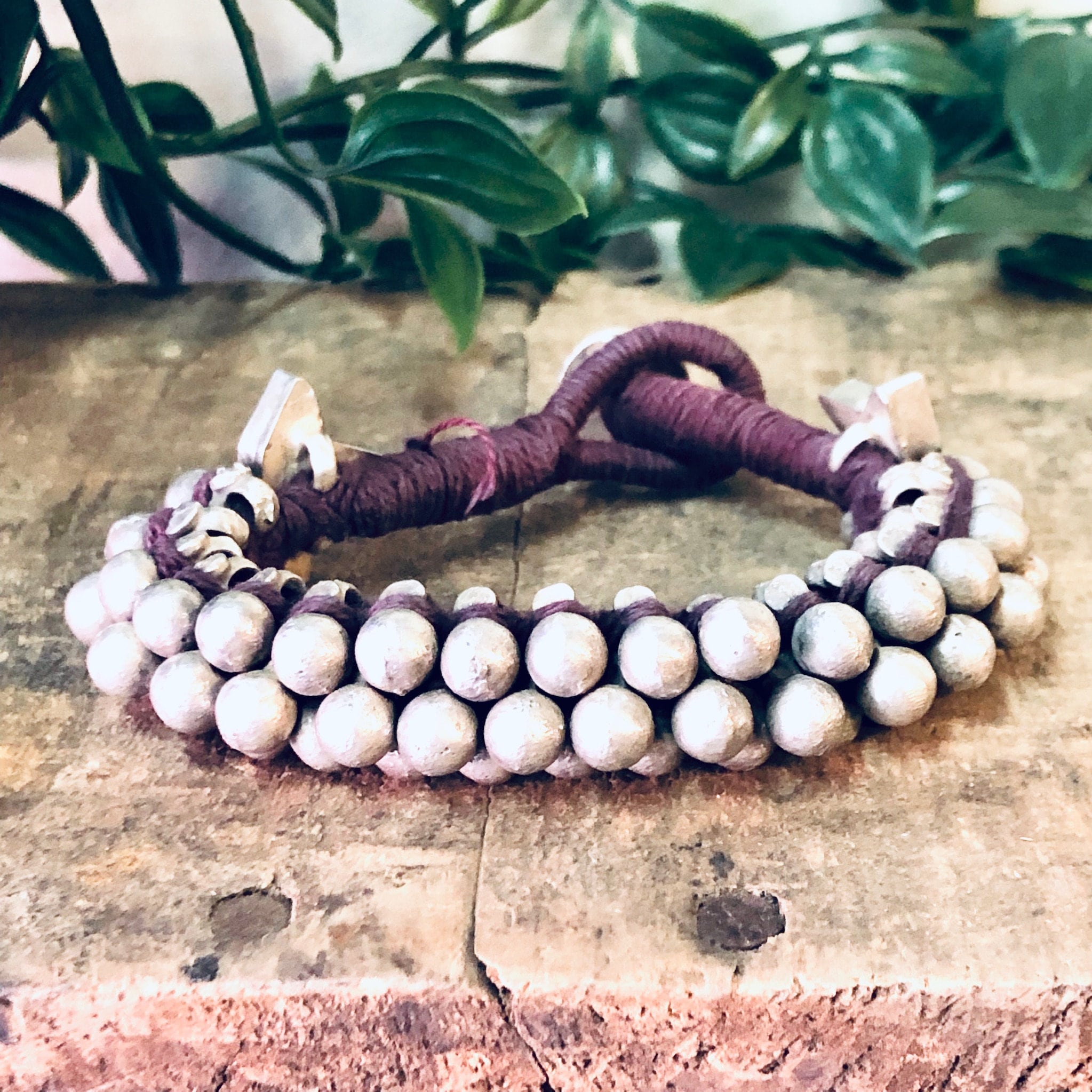 Vintage Bracelet, Beaded Bracelet, India Silver, India Bracelet, Vintage Jewelry, Unique Bracelet, Statement Jewelry, Maroon Bracelet, 925