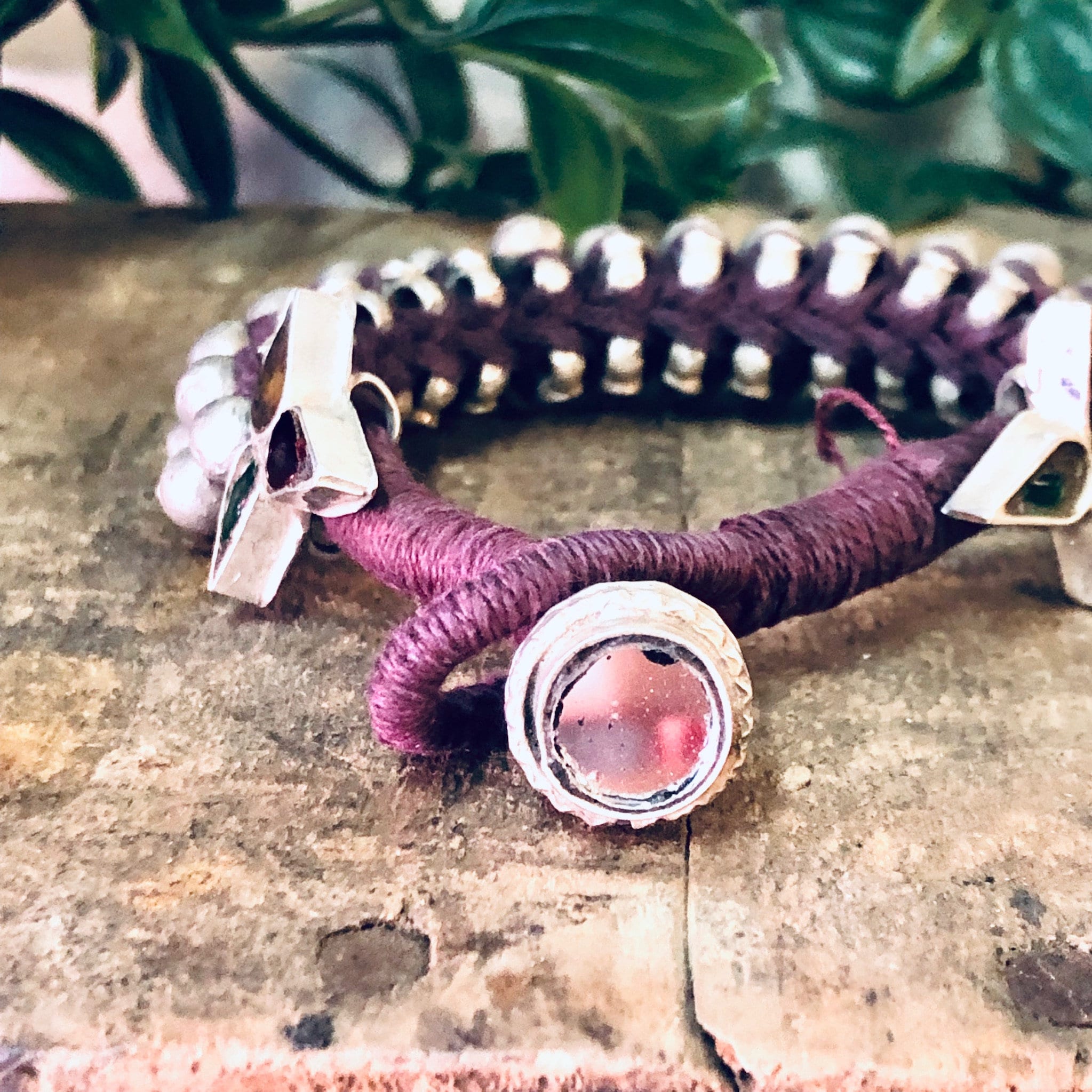 Vintage Bracelet, Beaded Bracelet, India Silver, India Bracelet, Vintage Jewelry, Unique Bracelet, Statement Jewelry, Maroon Bracelet, 925