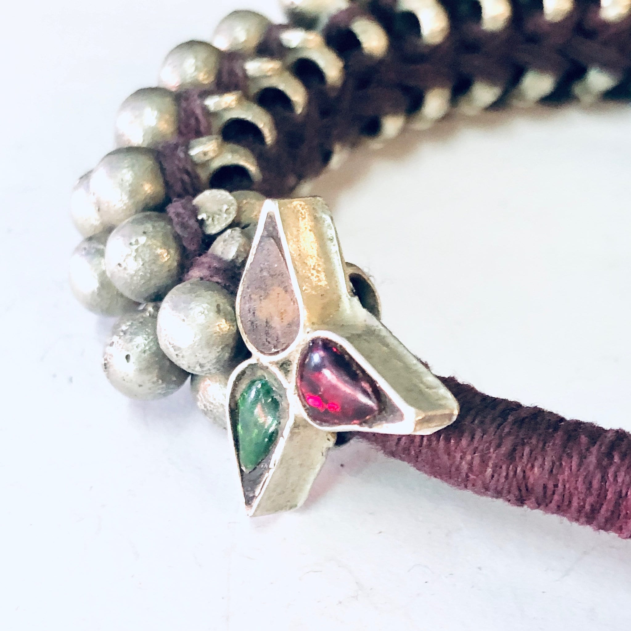 Vintage Bracelet, Beaded Bracelet, India Silver, India Bracelet, Vintage Jewelry, Unique Bracelet, Statement Jewelry, Maroon Bracelet, 925