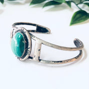 Vintage Bracelet, Cuff Bracelet, Vintage Cuff, Pewter Bracelet, Green Stone, Malachite Stone, Malachite Jewelry, Vintage Jewelry, Green