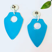 Vintage Earrings, Plastic Earrings, Blue Earrings, 80s Earrings, Dangle Earrings, Unique Jewelry, Bright Blue Jewelry, Marble Earrings,