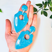 Vintage Earrings, Plastic Earrings, Blue Earrings, 80s Earrings, Dangle Earrings, Unique Jewelry, Bright Blue Jewelry, Marble Earrings,