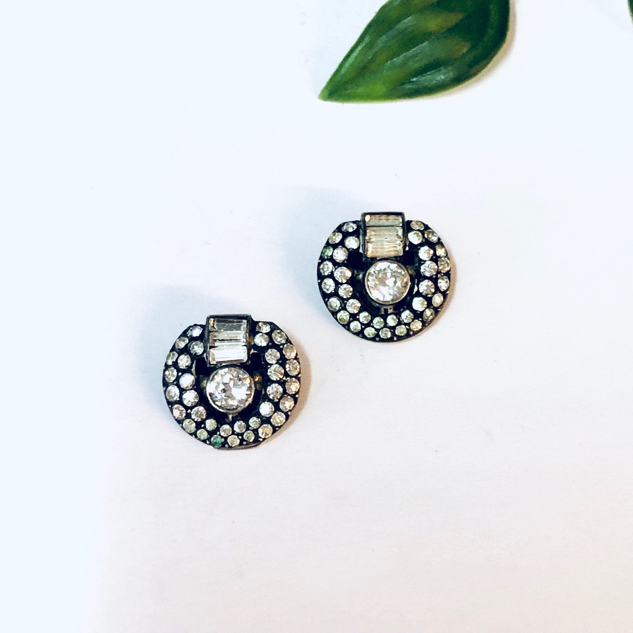Vintage Earrings, Clip On Earrings, Art Deco Jewelry, Rhinestone Earrings, Clip Earrings, Unique Jewelry, Vintage Jewelry, Vintage Jewelry