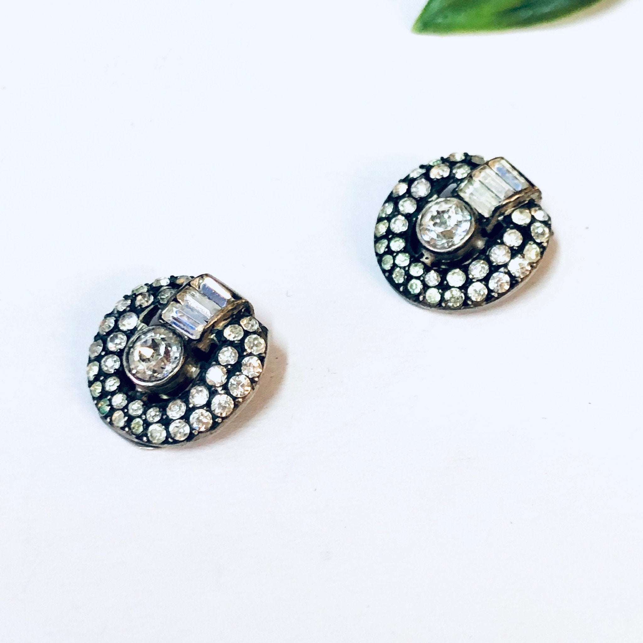 Vintage Earrings, Clip On Earrings, Art Deco Jewelry, Rhinestone Earrings, Clip Earrings, Unique Jewelry, Vintage Jewelry, Vintage Jewelry