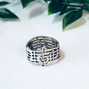 Vintage Ring, Silver Ring, Treble Clef Ring, Musical Note Ring, Musician Ring, Unique Jewelry, Vintage Jewelry, Thick Band Ring, Music Notes