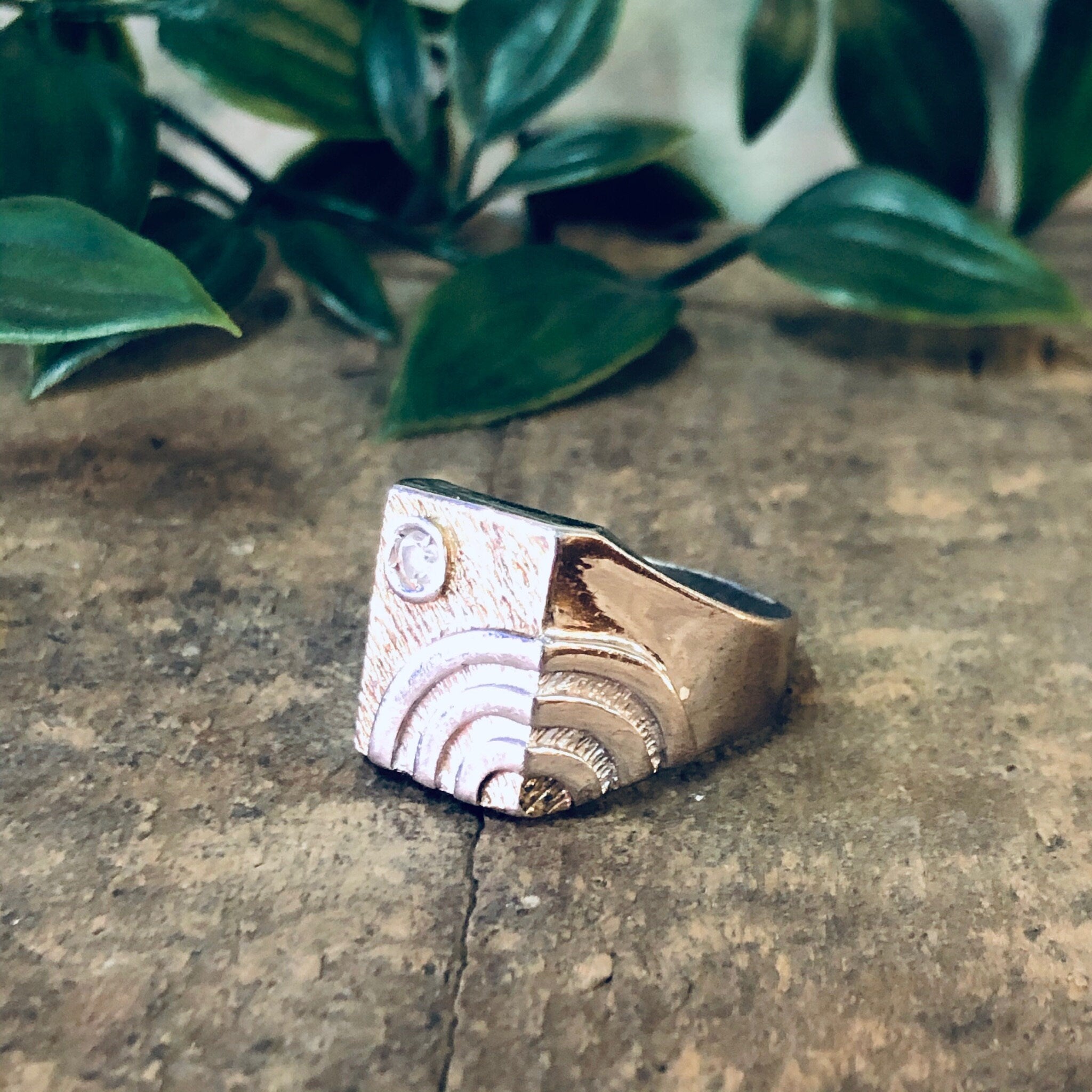 Vintage Ring, Silver Ring, Statement Ring, Unique Jewelry, Vintage Jewelry, Mens Ring, Gold Accent Ring, Textured Silver, Large Ring, 925