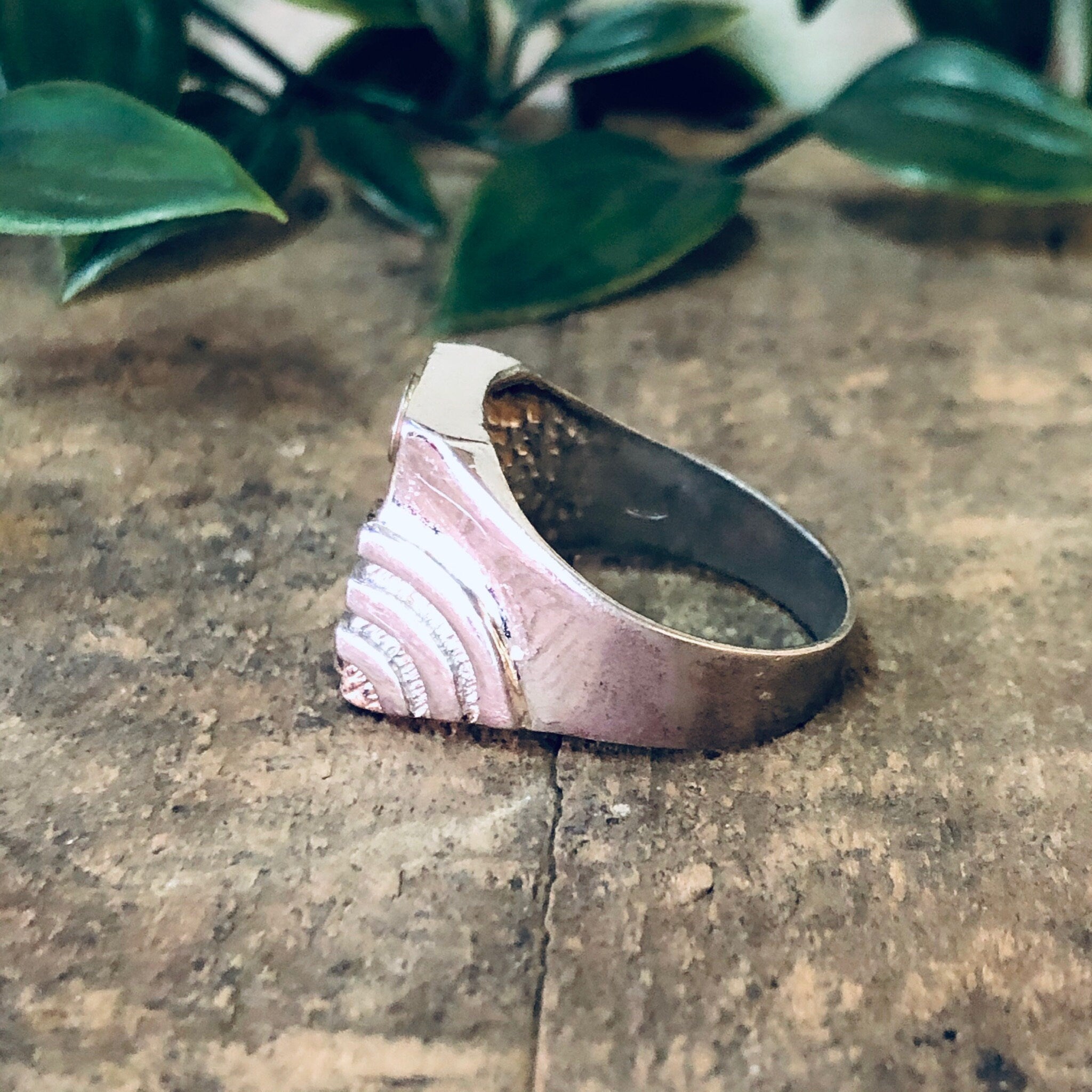 Vintage Ring, Silver Ring, Statement Ring, Unique Jewelry, Vintage Jewelry, Mens Ring, Gold Accent Ring, Textured Silver, Large Ring, 925