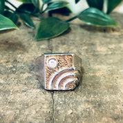 Vintage Ring, Silver Ring, Statement Ring, Unique Jewelry, Vintage Jewelry, Mens Ring, Gold Accent Ring, Textured Silver, Large Ring, 925