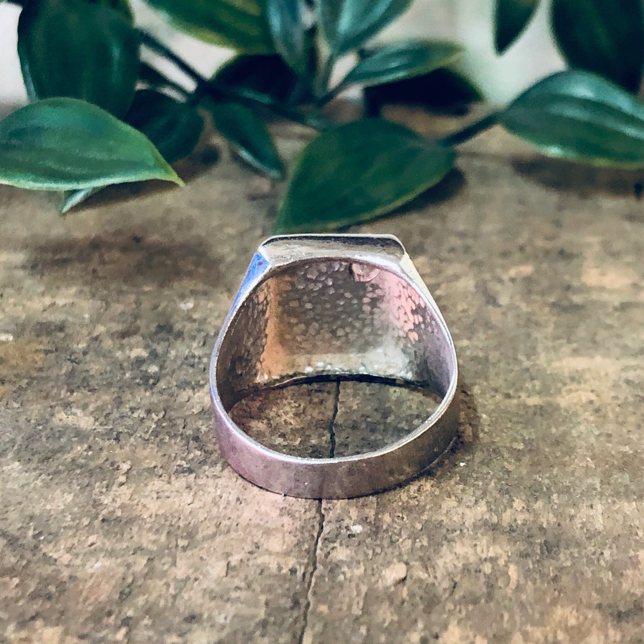 Vintage Ring, Silver Ring, Statement Ring, Unique Jewelry, Vintage Jewelry, Mens Ring, Gold Accent Ring, Textured Silver, Large Ring, 925