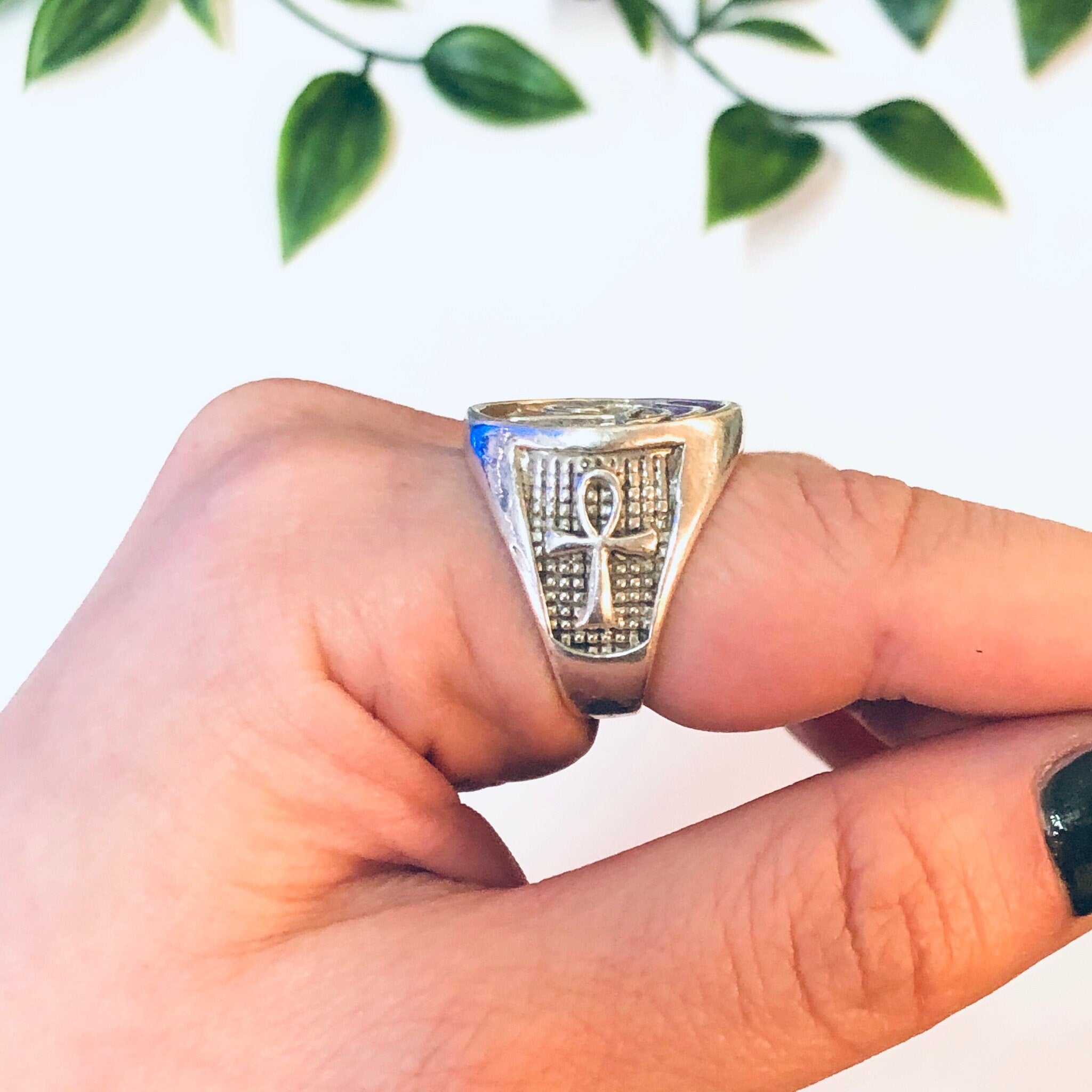 Vintage Ring, Silver Ring, Eye of Ra Ring, Ankh Ring, Egyptian Jewelry, Symbol of Life Ring, Silver Jewelry, Vintage Jewelry, Unique Ring,