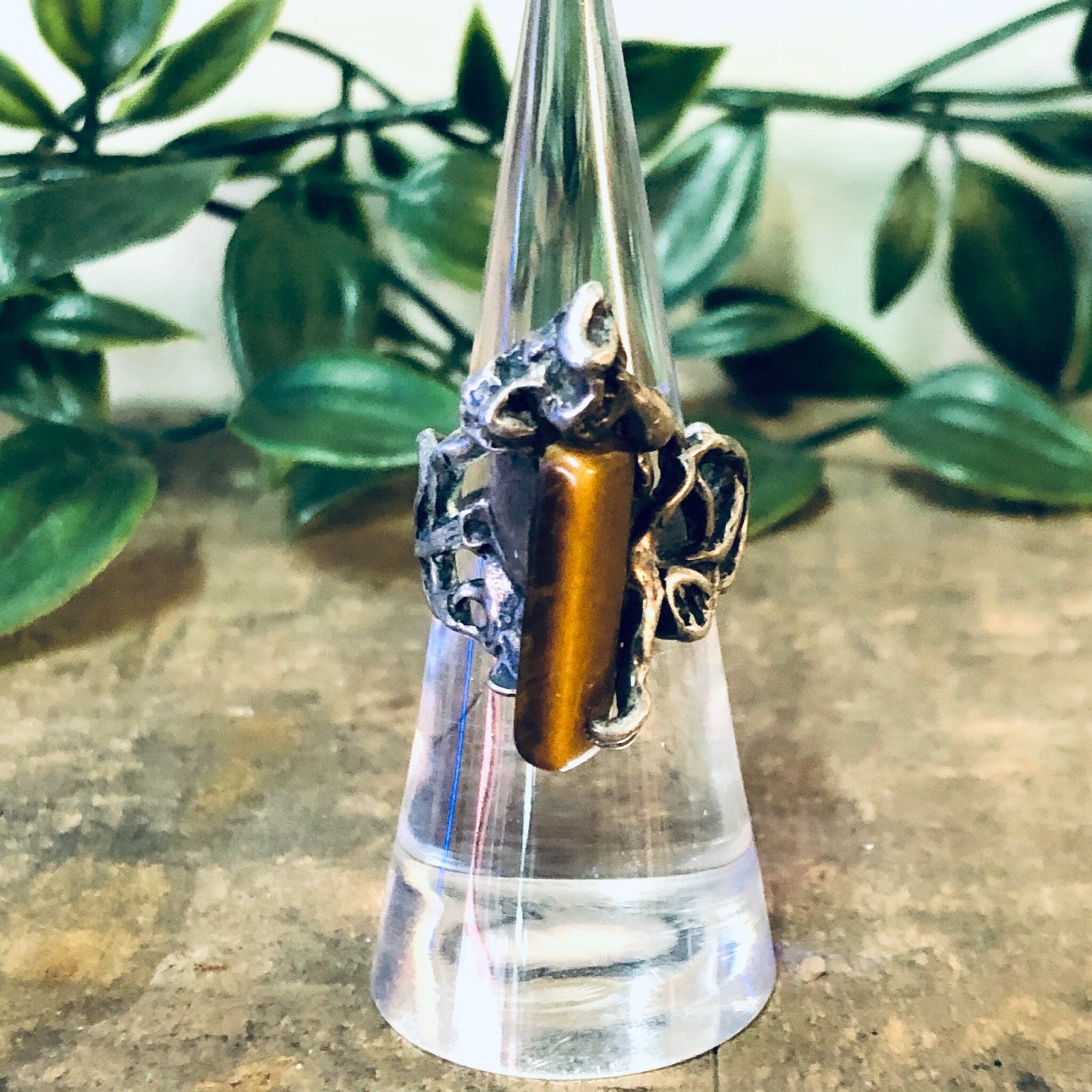 Vintage Ring, Tigers Eye Ring, Tigers Eye Jewelry, Unique Jewelry, Silver Ring, Statement Jewelry, Vintage Jewelry, Large Ring, Cut Out Ring