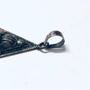 Vintage Pendant, Silver Pendant, Lapis Pendant, Blue Lapis Jewelry, Gold Accents, Triangle Pendant, Silver and Blue, Blue and Gold, Unique