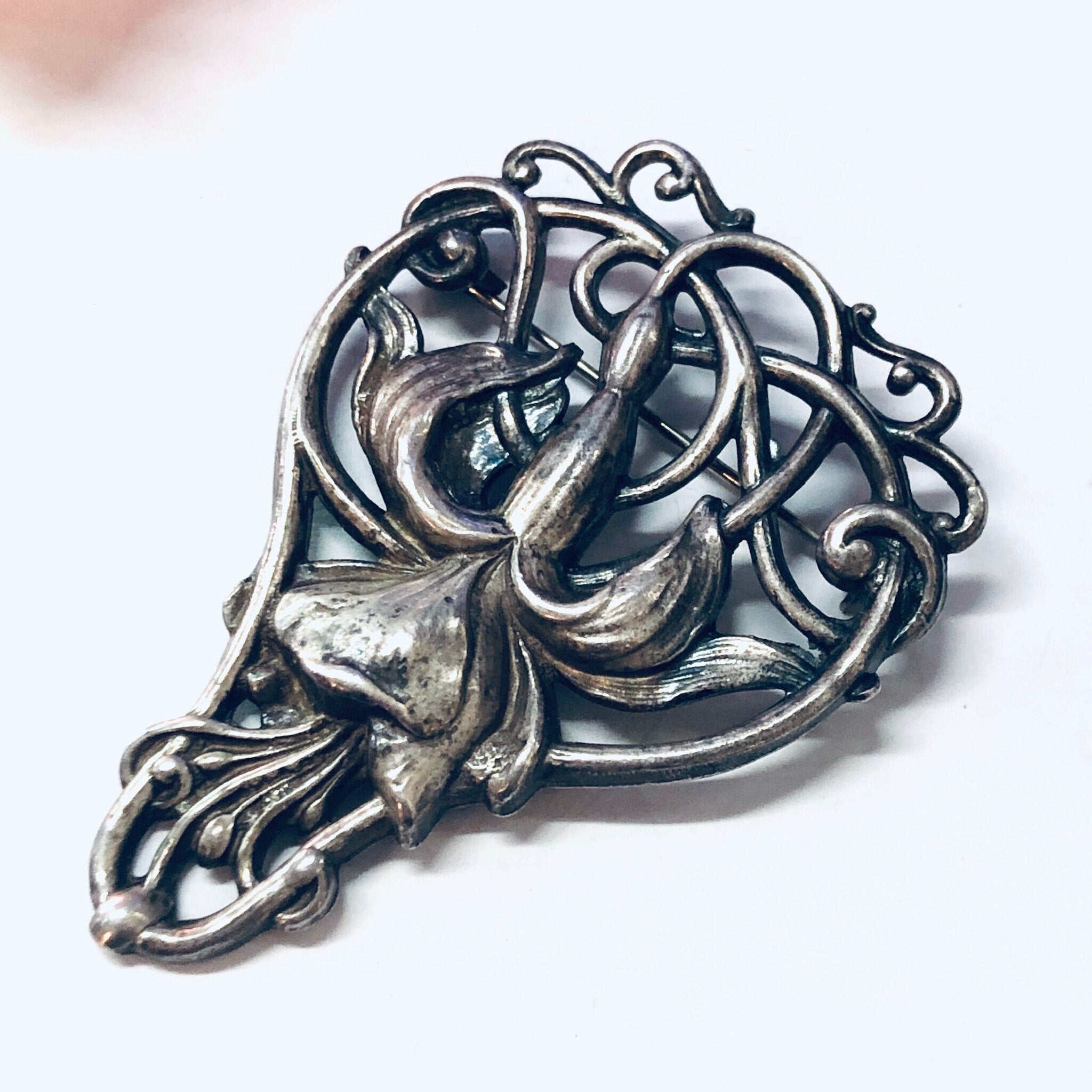 Vintage Brooch, Silver Brooch, Flower Brooch, Floral Jewelry, Vintage Jewelry, Large Brooch, Vintage Pin, Unique Jewelry, Sterling Brooch