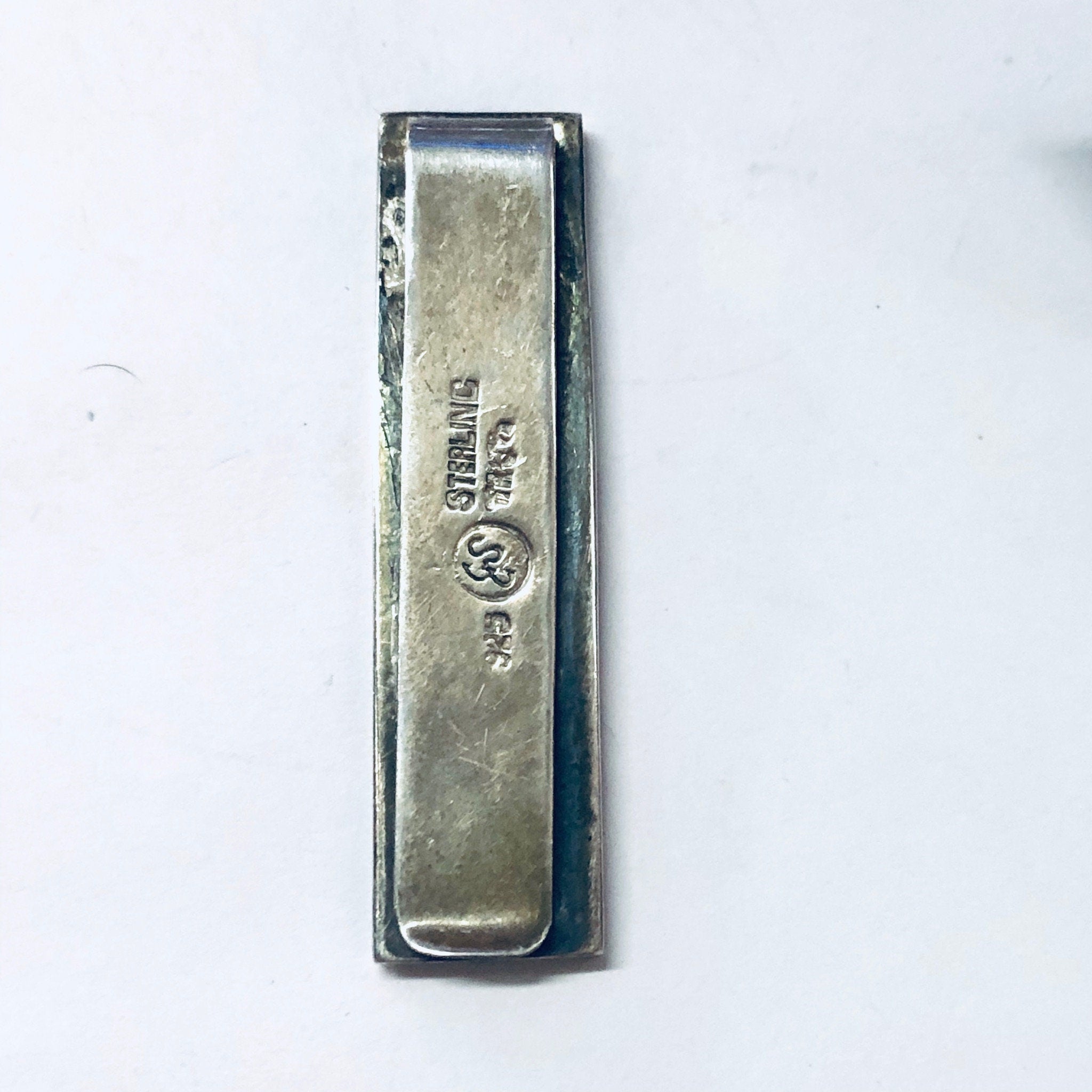 Vintage Money Clip, Silver money Clip, Wooden Money Clip, Inlay Wood, Money Holder, Money Clip, Vintage Clip, Sterling Silver Clip, 925