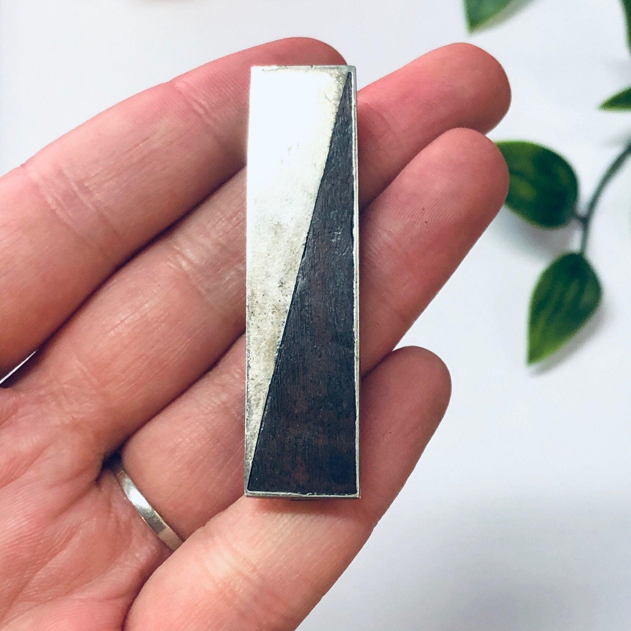Vintage Money Clip, Silver money Clip, Wooden Money Clip, Inlay Wood, Money Holder, Money Clip, Vintage Clip, Sterling Silver Clip, 925