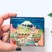 Vintage Case, Cigarette Case, Business Card Case, Souvenir From Japan, Souvenir From Korea, Map Souvenir, Map Case, Mountain Case, Blue Case