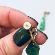 Vintage Earrings, Screw Back Earrings, 14K Gold Earrings, Yellow Gold, Jade Earrings, Jade and Gold, Green Jade Earrings, Unique Jewelry,