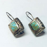 Vintage Earrings, Silver Earrings, Blue Stone, Green Stone, Turquoise Earrings, Dangle Earrings, Pierced Ears, Unique Earrings, Vintage 925