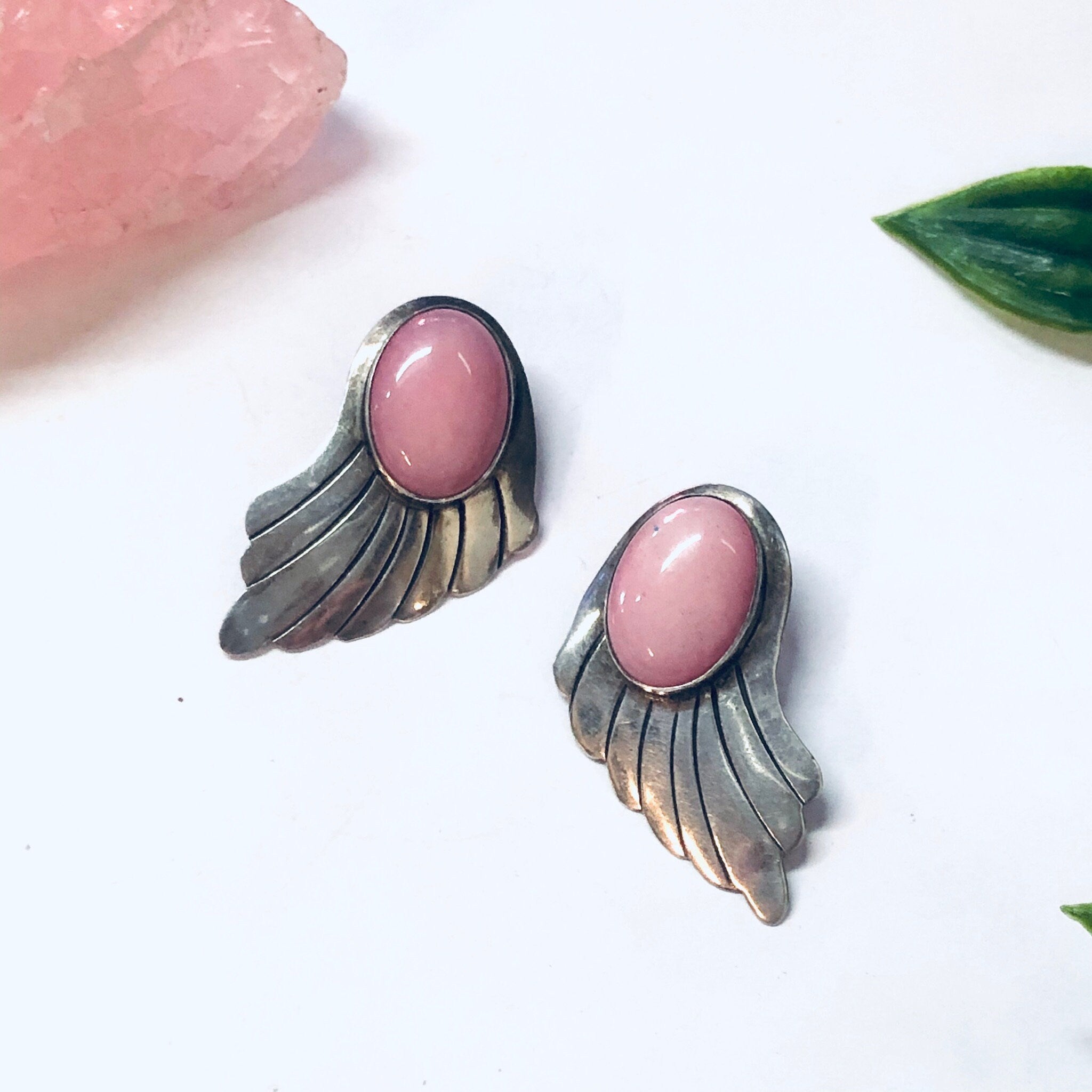 Vintage Earrings, Navajo Earrings, Nakai Earrings, Silver Earrings, Pink Earrings, Pink Stone, Vintage Jewelry, Silver and Pink, Pierced Ear
