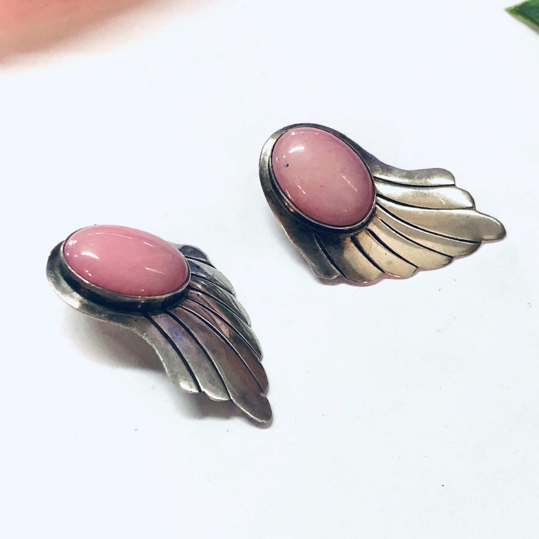 Vintage Earrings, Navajo Earrings, Nakai Earrings, Silver Earrings, Pink Earrings, Pink Stone, Vintage Jewelry, Silver and Pink, Pierced Ear