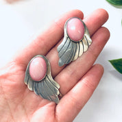 Vintage Earrings, Navajo Earrings, Nakai Earrings, Silver Earrings, Pink Earrings, Pink Stone, Vintage Jewelry, Silver and Pink, Pierced Ear