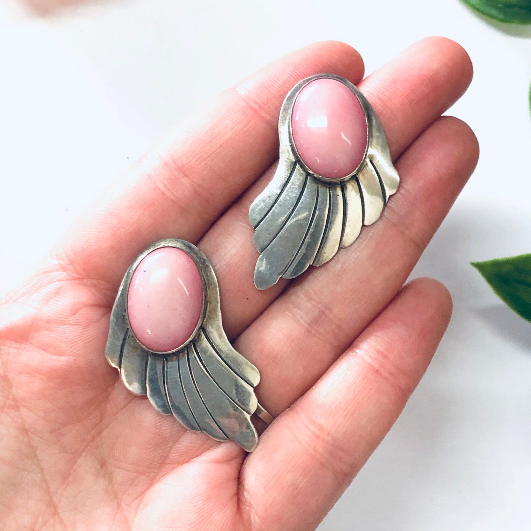 Vintage Earrings, Navajo Earrings, Nakai Earrings, Silver Earrings, Pink Earrings, Pink Stone, Vintage Jewelry, Silver and Pink, Pierced Ear