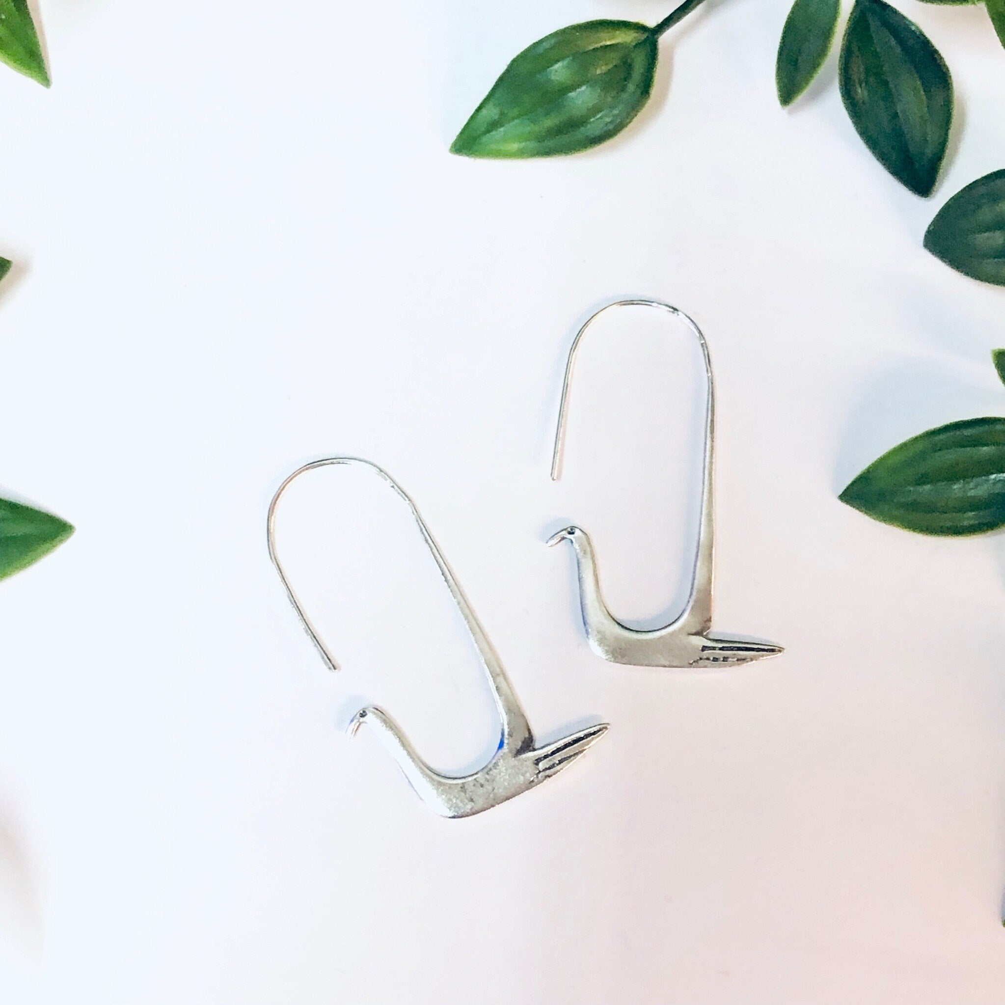 Vintage Earrings, Silver Earrings, Bird Earrings, Dangle Earrings, Unique Jewelry, Vintage Jewelry, Threaded Earrings, Pierced Ears, 925