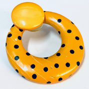 Vintage Earrings, Orange Earrings, Polka Dot Earrings, Polka Dot Jewelry, Orange and Black, Pierced Ears, Round Earrings, Costume Jewelry