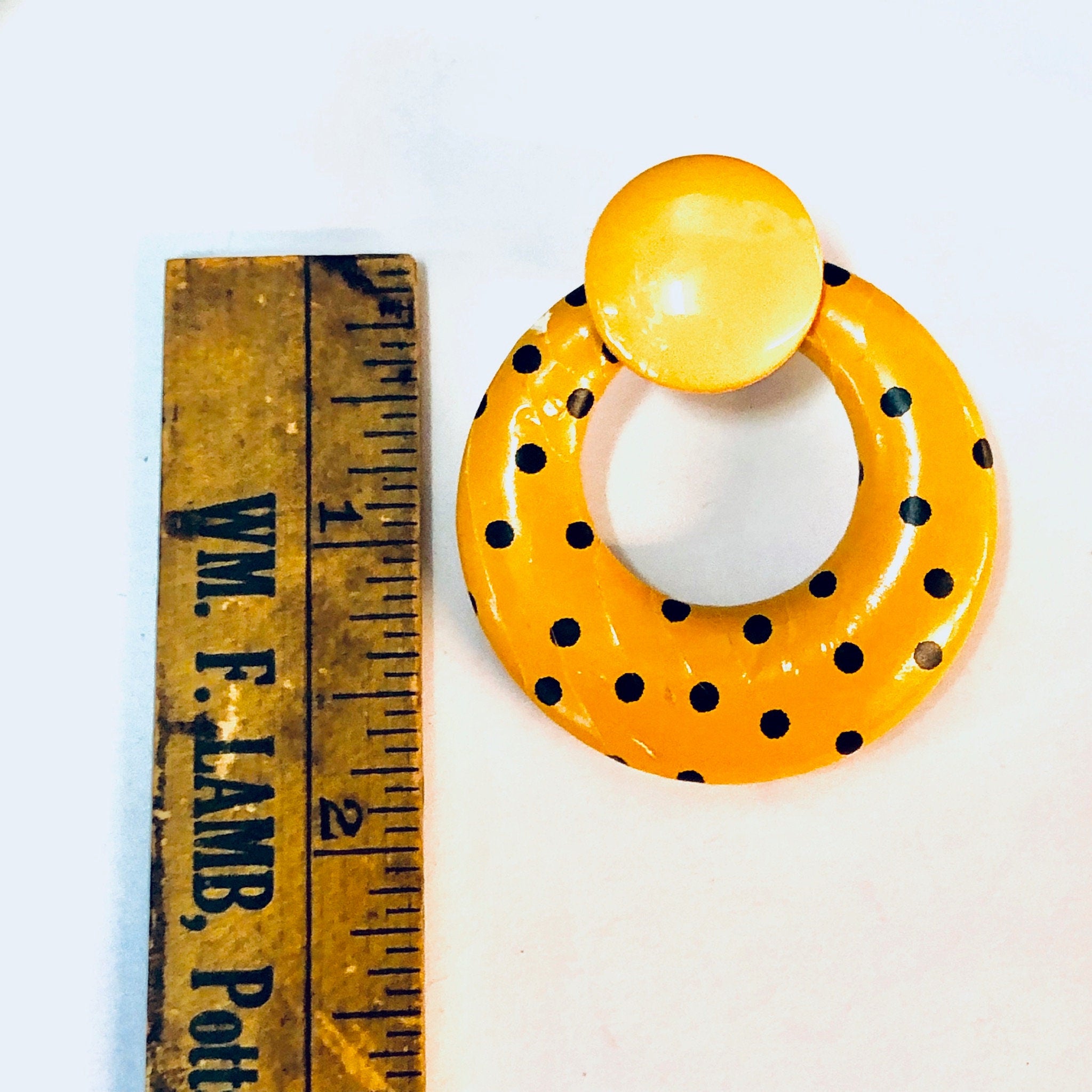 Vintage Earrings, Orange Earrings, Polka Dot Earrings, Polka Dot Jewelry, Orange and Black, Pierced Ears, Round Earrings, Costume Jewelry