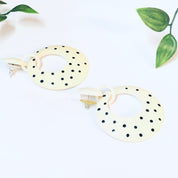 Vintage Earrings, Polka Dot Earrings, Polka Dot Jewelry, White Earrings, Black Polka Dots, Costume Jewelry, Unique Earrings, Pierced Ears