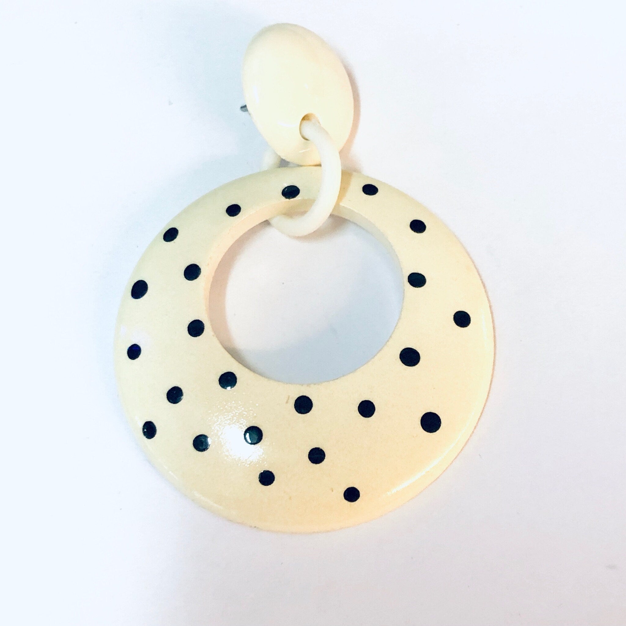 Vintage Earrings, Polka Dot Earrings, Polka Dot Jewelry, White Earrings, Black Polka Dots, Costume Jewelry, Unique Earrings, Pierced Ears