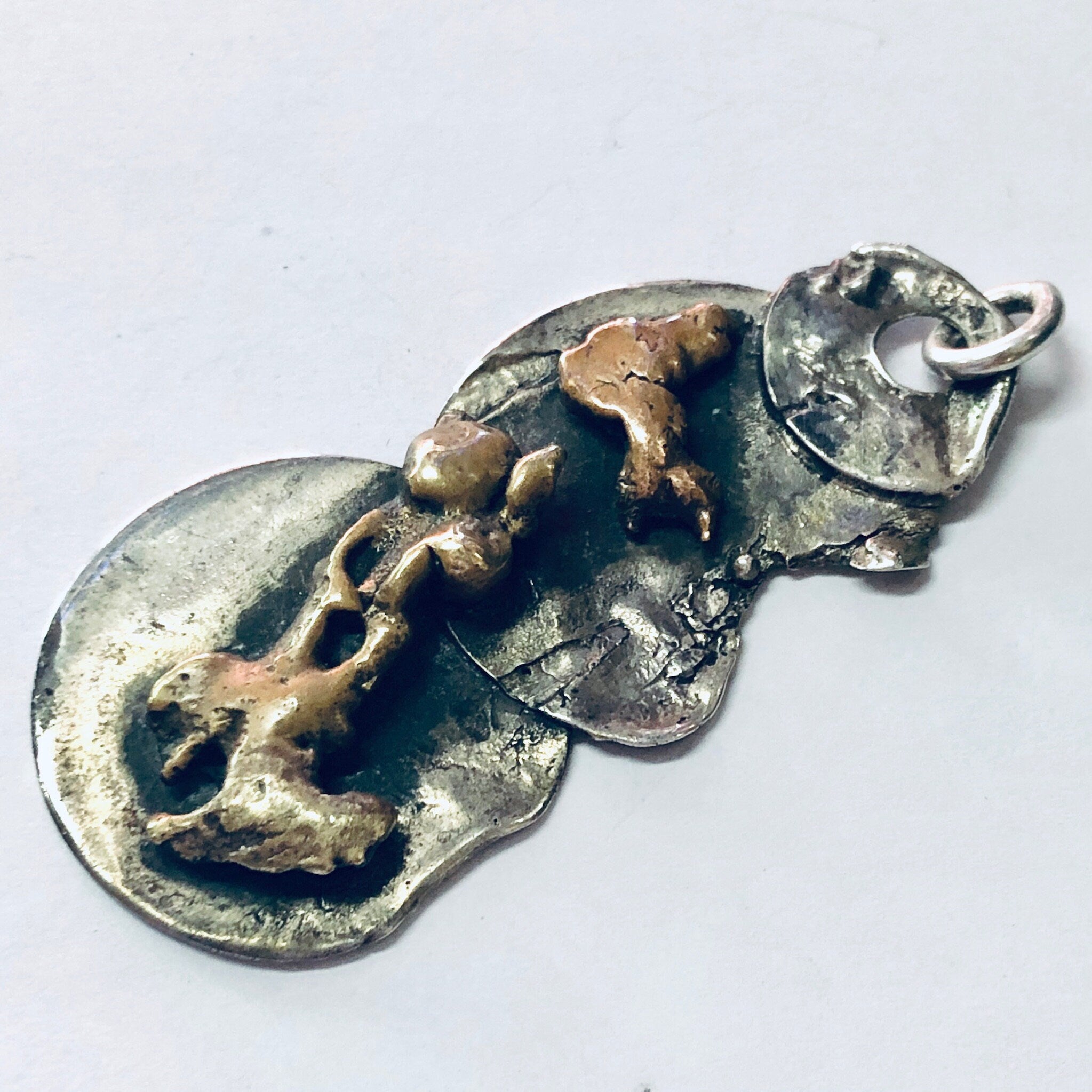 Vintage Pendant, Silver Pendant, Abstract Jewelry, Unique Pendant, Vintage Necklace, Vintage Jewelry, Large Pendant, Copper Pendant, 925