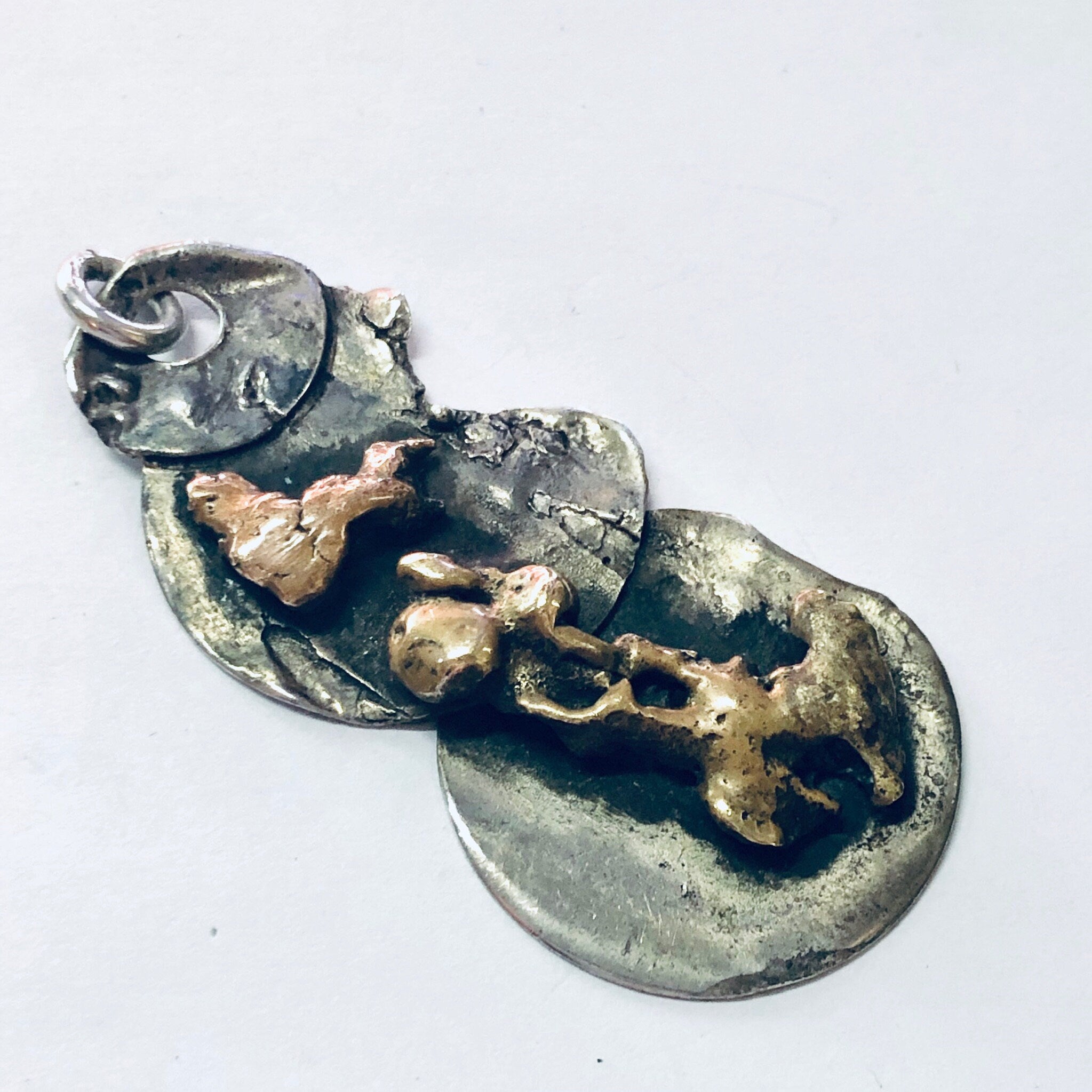 Vintage Pendant, Silver Pendant, Abstract Jewelry, Unique Pendant, Vintage Necklace, Vintage Jewelry, Large Pendant, Copper Pendant, 925