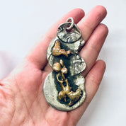 Vintage Pendant, Silver Pendant, Abstract Jewelry, Unique Pendant, Vintage Necklace, Vintage Jewelry, Large Pendant, Copper Pendant, 925