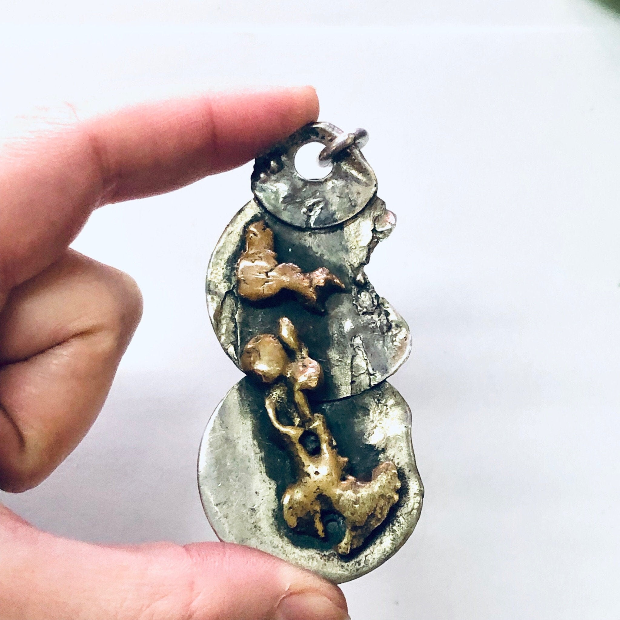 Vintage Pendant, Silver Pendant, Abstract Jewelry, Unique Pendant, Vintage Necklace, Vintage Jewelry, Large Pendant, Copper Pendant, 925