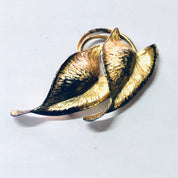 Vintage Brooch, Clip On Earrings, Napier Set, Sterling Silver Napier, Vermeil Napier Pin, Leaf Jewelry, Leaf Brooch, Silver Napier, Vermeil