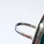 Vintage Ring, Silver Ring, Scarab Ring, Green Scarab, Wooden Scarab, Scarab Bead, Bead Ring, Large Ring, Cocktail Ring, Green Jewelry, 925