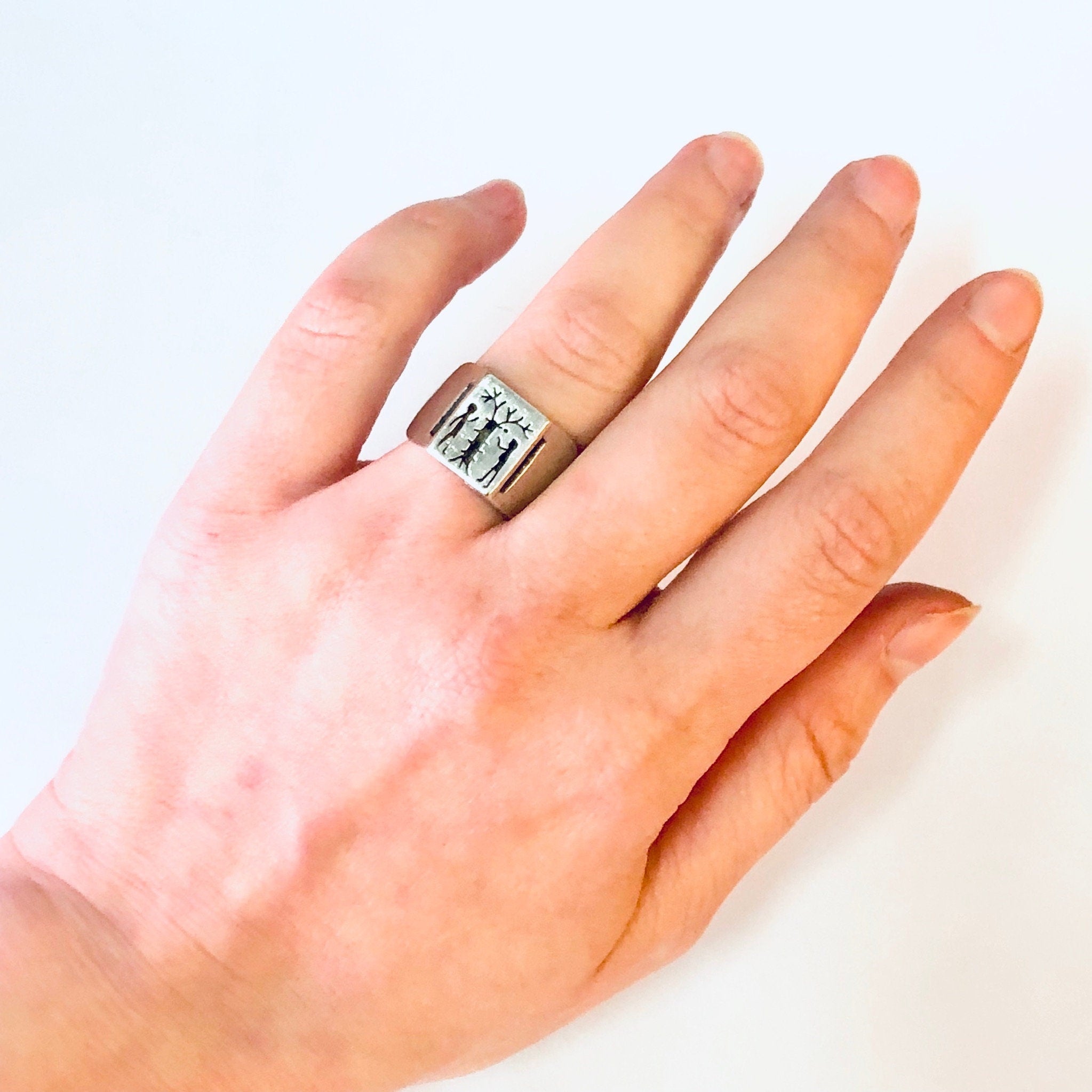 Vintage Ring, Silver Ring, Adam and Eve Ring, Forbidden Fruit, Tree of Life, Religious Jewelry, Unique Jewelry, Vintage Jewelry, 925 Ring