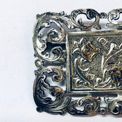 Vintage Brooch, Silver Brooch, Unique Brooch, Vintage Pin, Vintage Jewelry, Filagree Jewelry, Gold Accent, Gold Detail, Leaf Design, 925 Pin